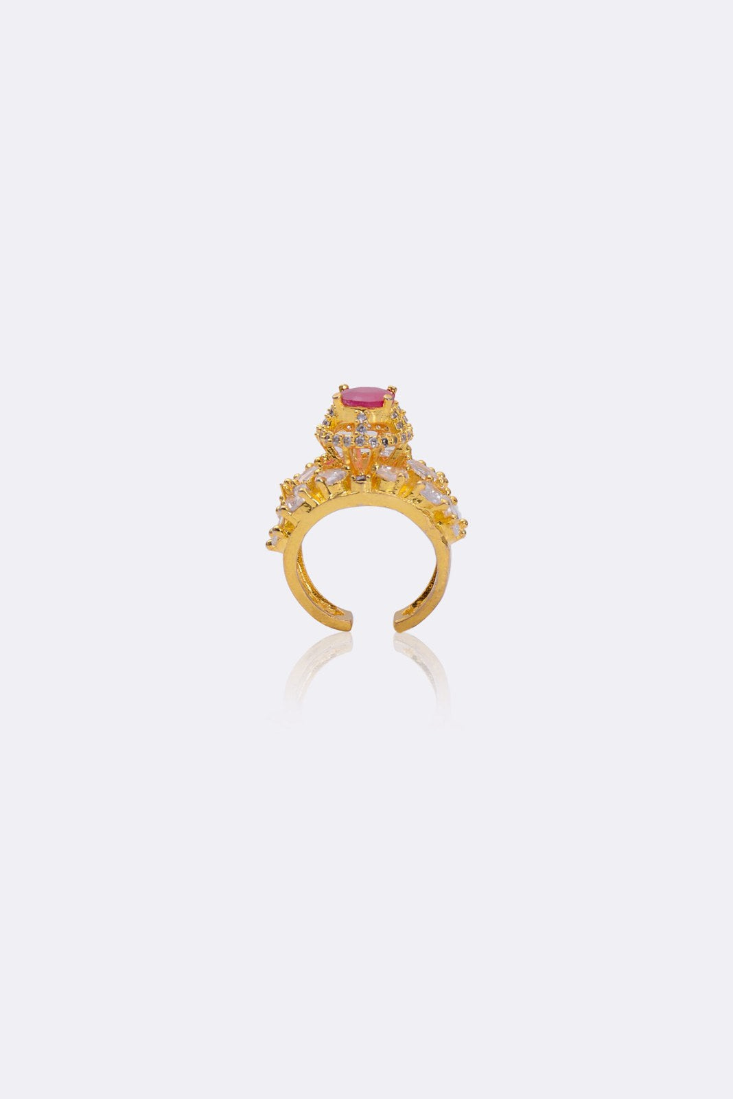 Ruby Zircon Gold-Tone Crystal Ring