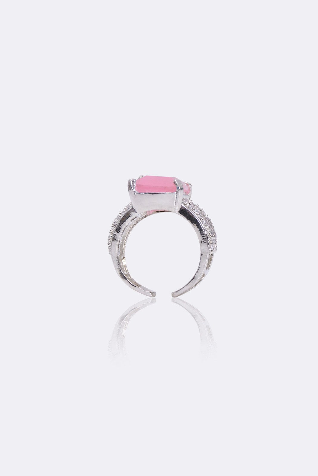 Pink Square Zircon Pave Ring