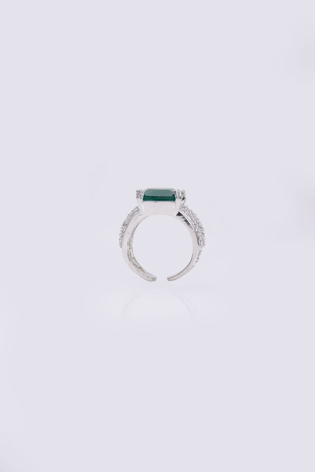 Emerald Green Square Zircon Pave Ring