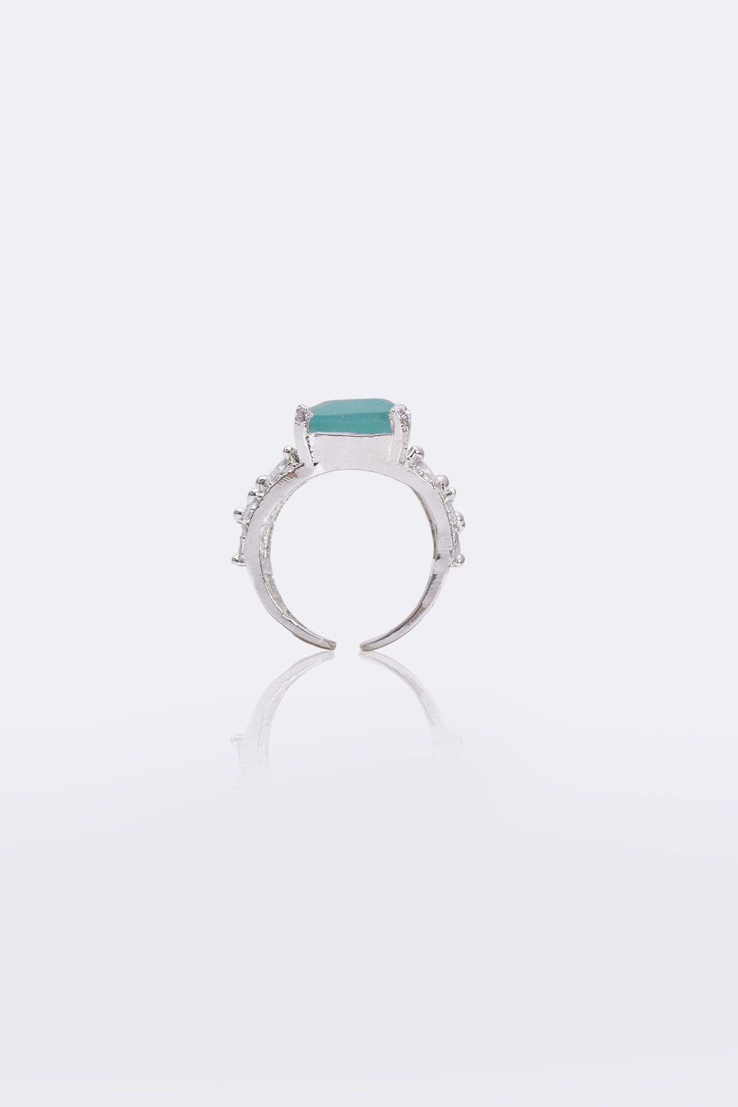Aqua Square Zircon Pave Ring