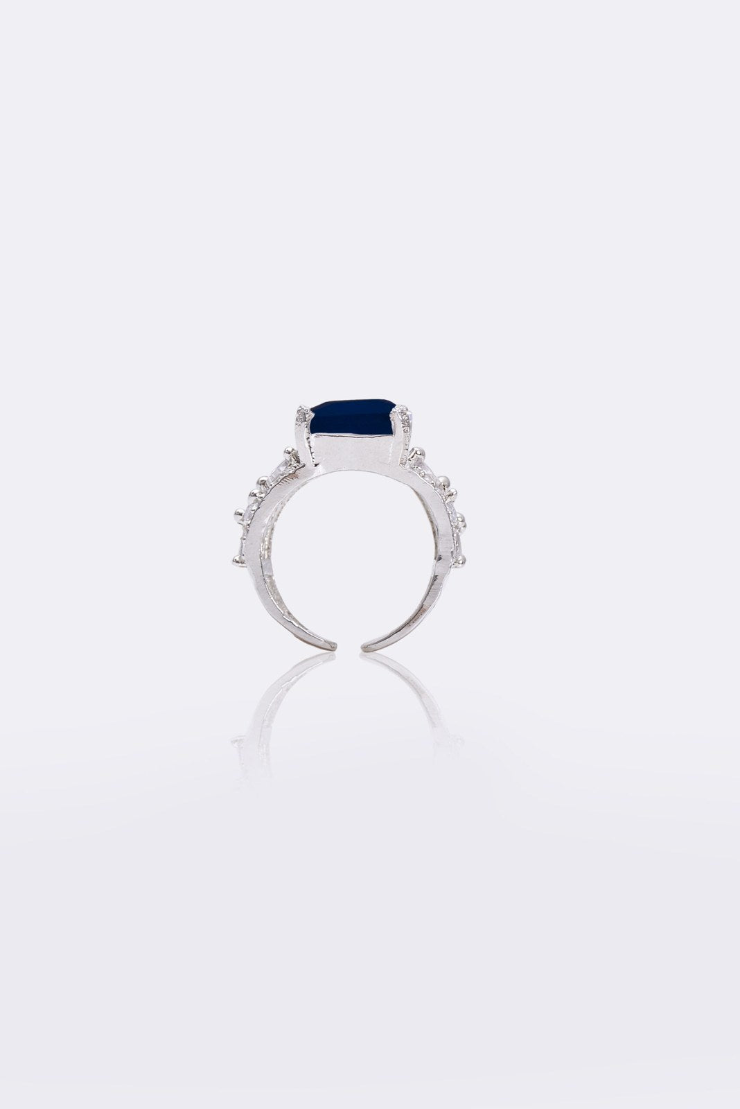 Sapphire Blue Square Zircon Pave Ring