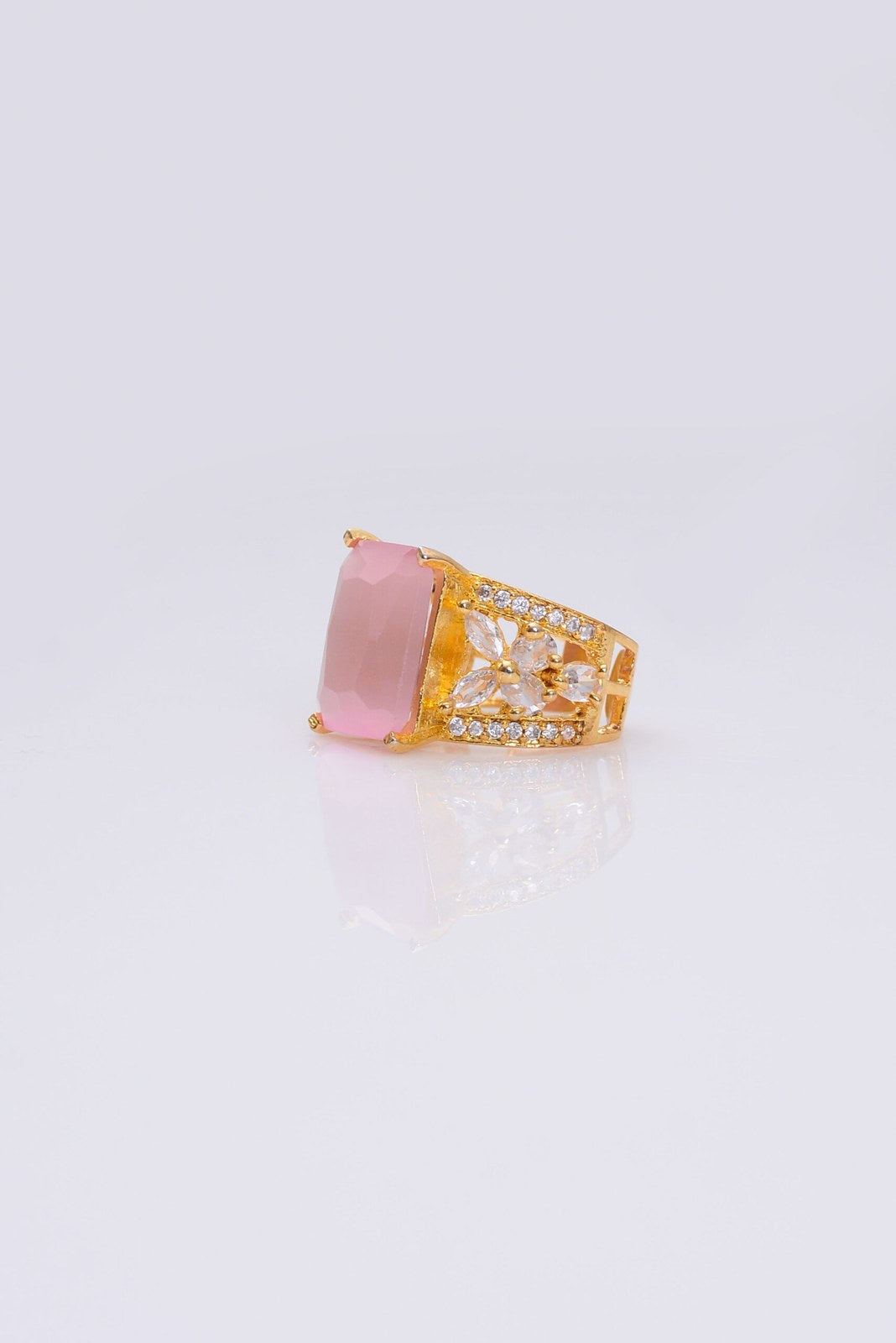 Pink Zircon Gold-Tone Statement Ring