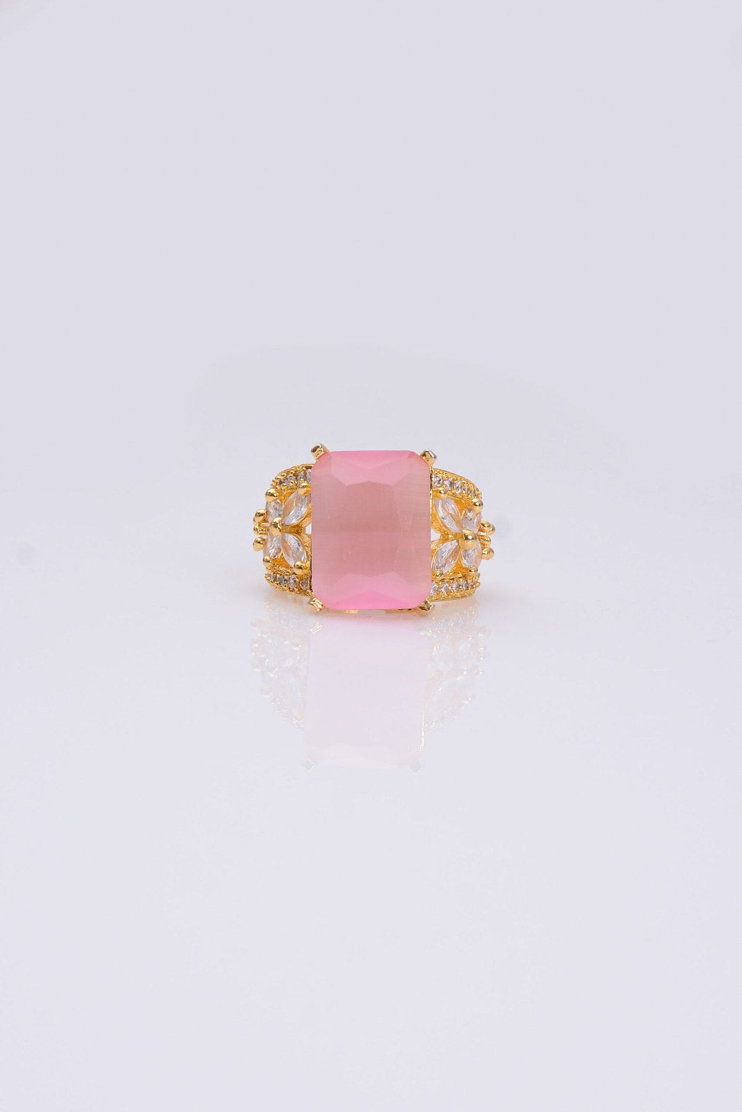Pink Zircon Gold-Tone Statement Ring