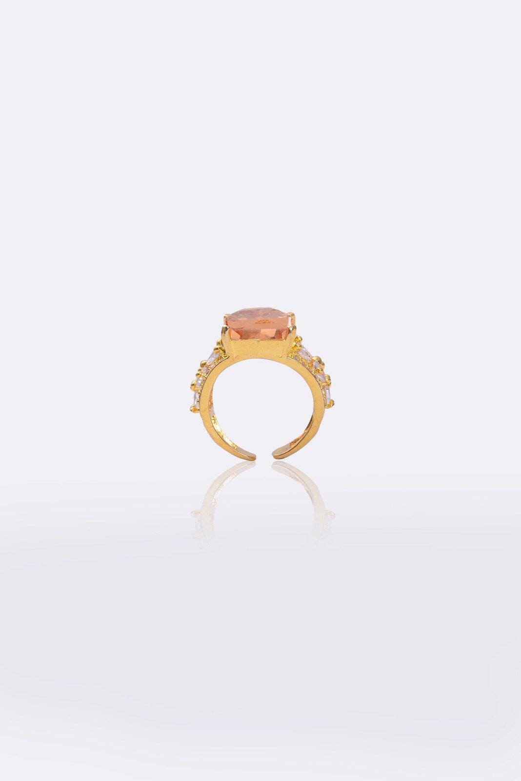 Peach Zircon Gold-Tone Statement Ring
