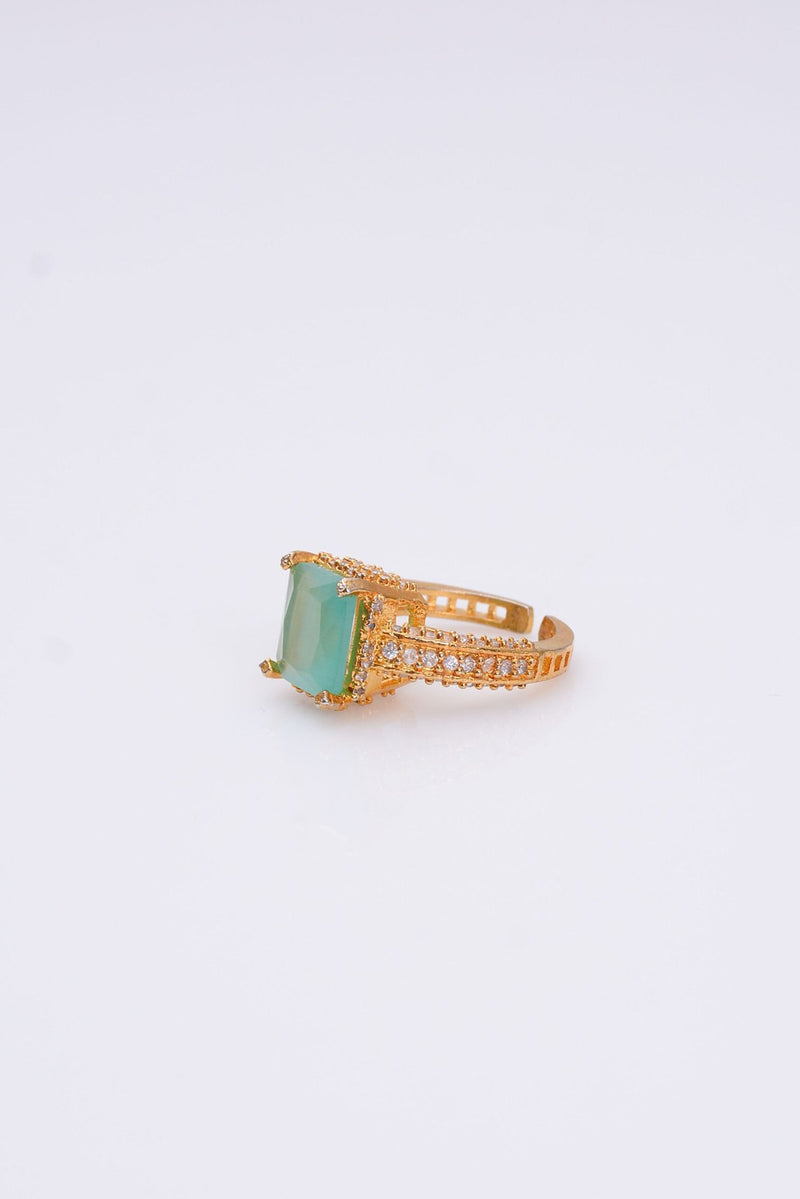 Mint Zircon Gold-Tone Band Ring