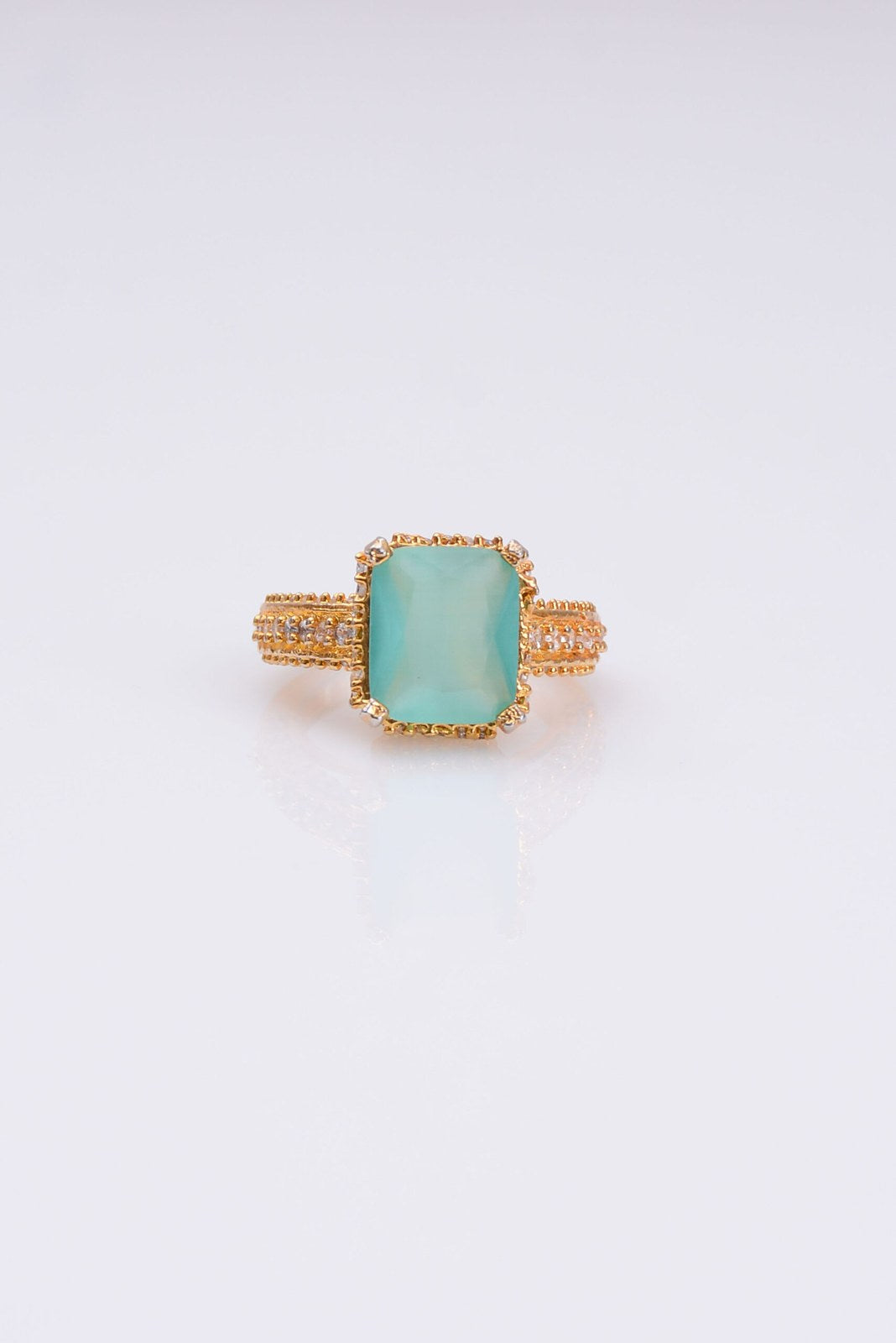 Mint Zircon Gold-Tone Band Ring
