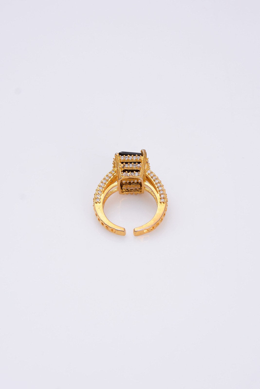 Black Zircon Gold-Tone Band Ring