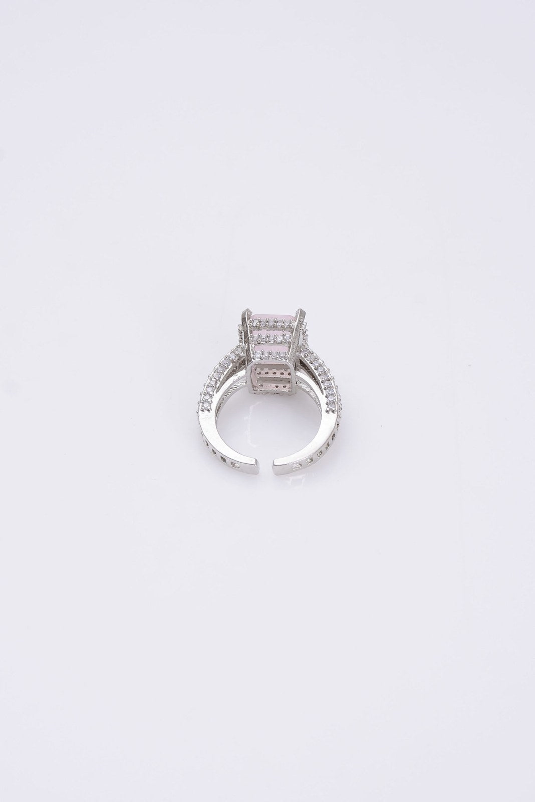 Pink Zircon Silver-Tone Band Ring