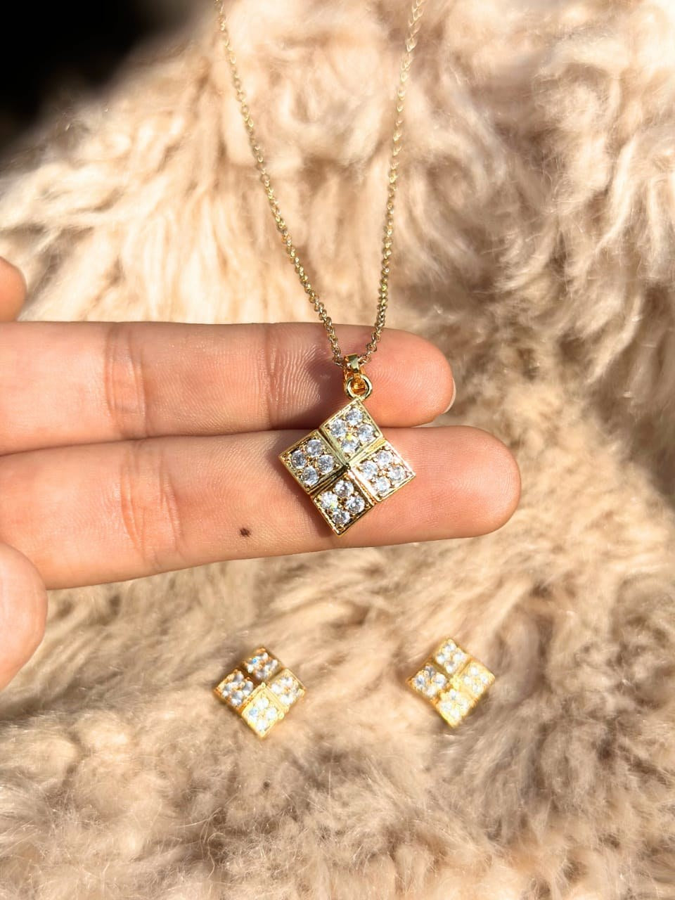Golden Zircon Pendant Necklace