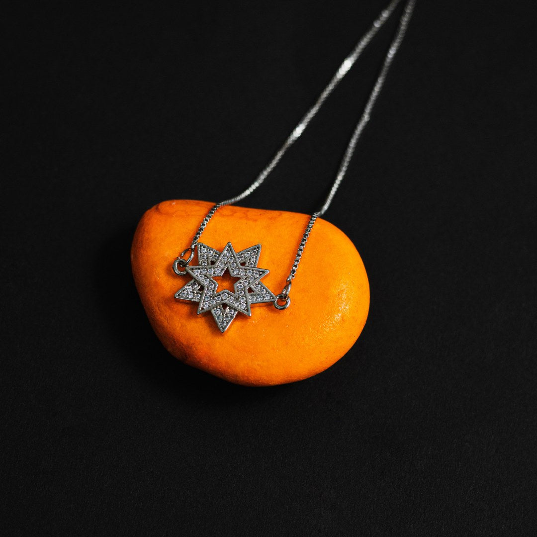 Silver Zircon Star Pendant Necklace