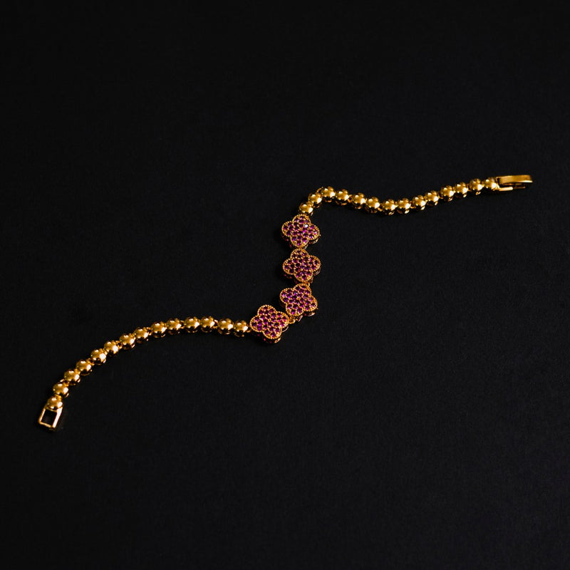 Ruby Zircon Golden Chain Bracelet