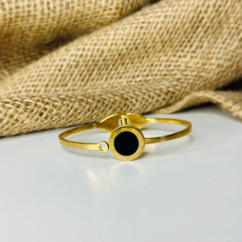 Golden Black Round Cuff Bracelet