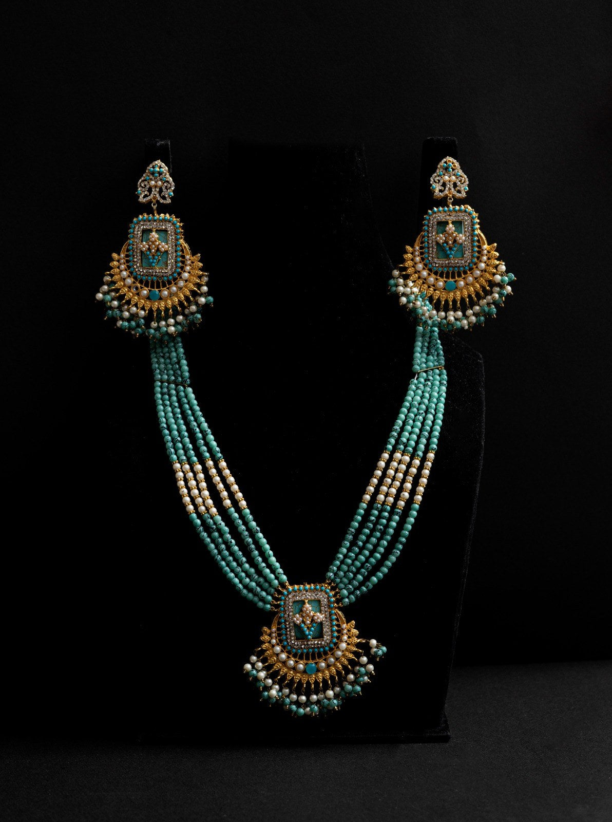 Teal Bead Malla Set