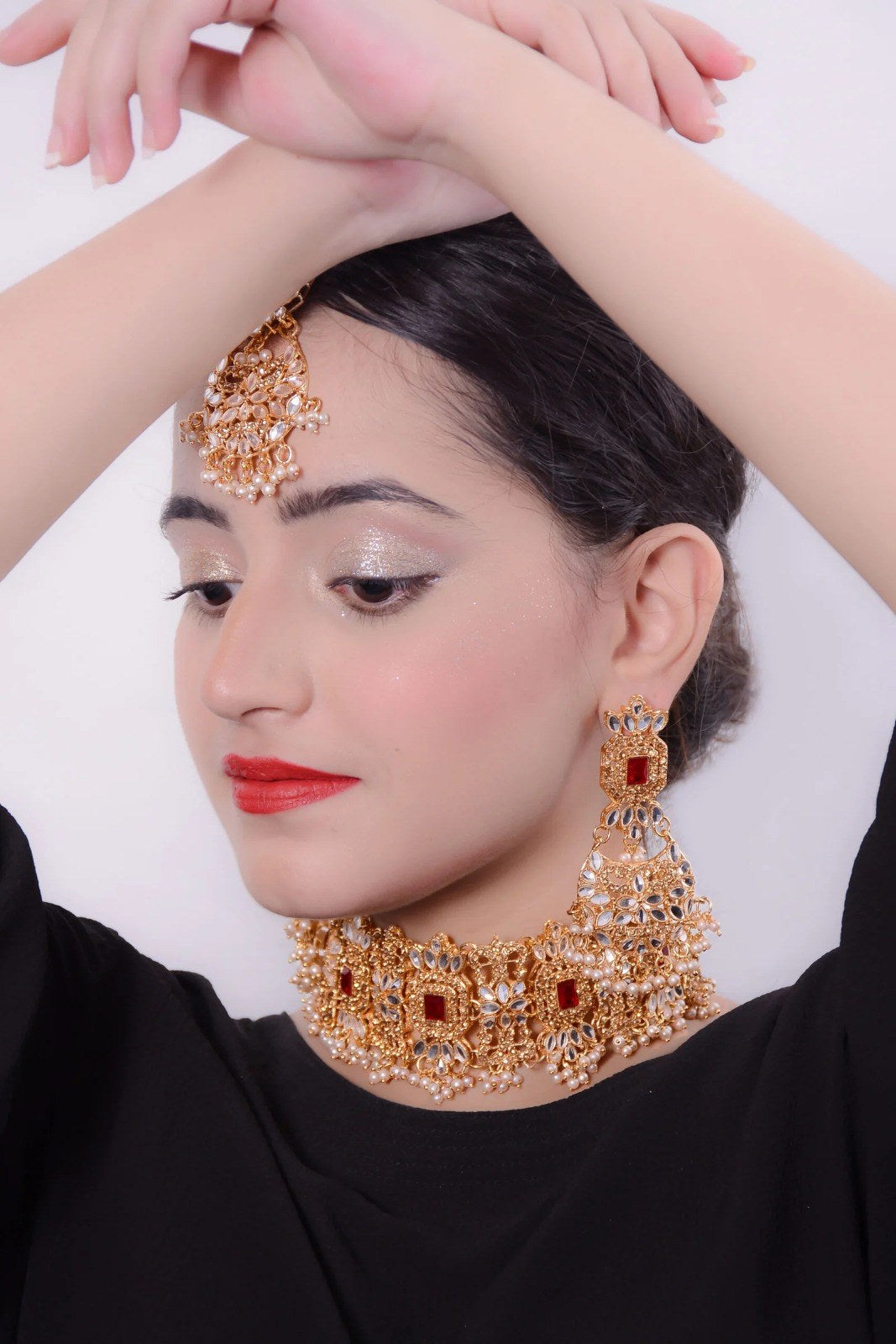 Ruby Golden Bridal Choker Set