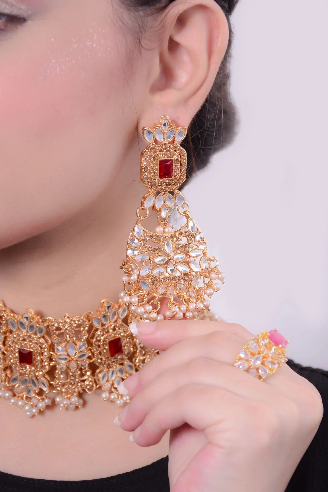 Ruby Golden Bridal Choker Set