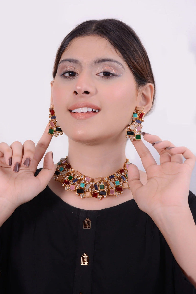 Multi Stone Party Choker Set