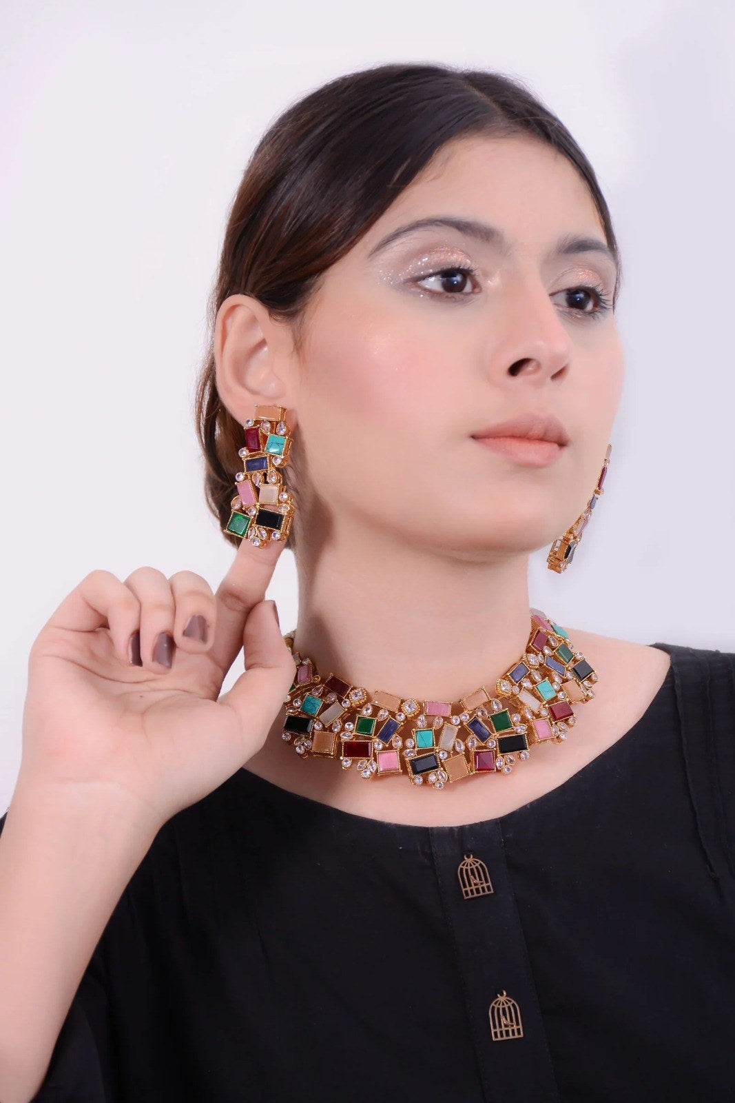 Multi Stone Party Choker Set