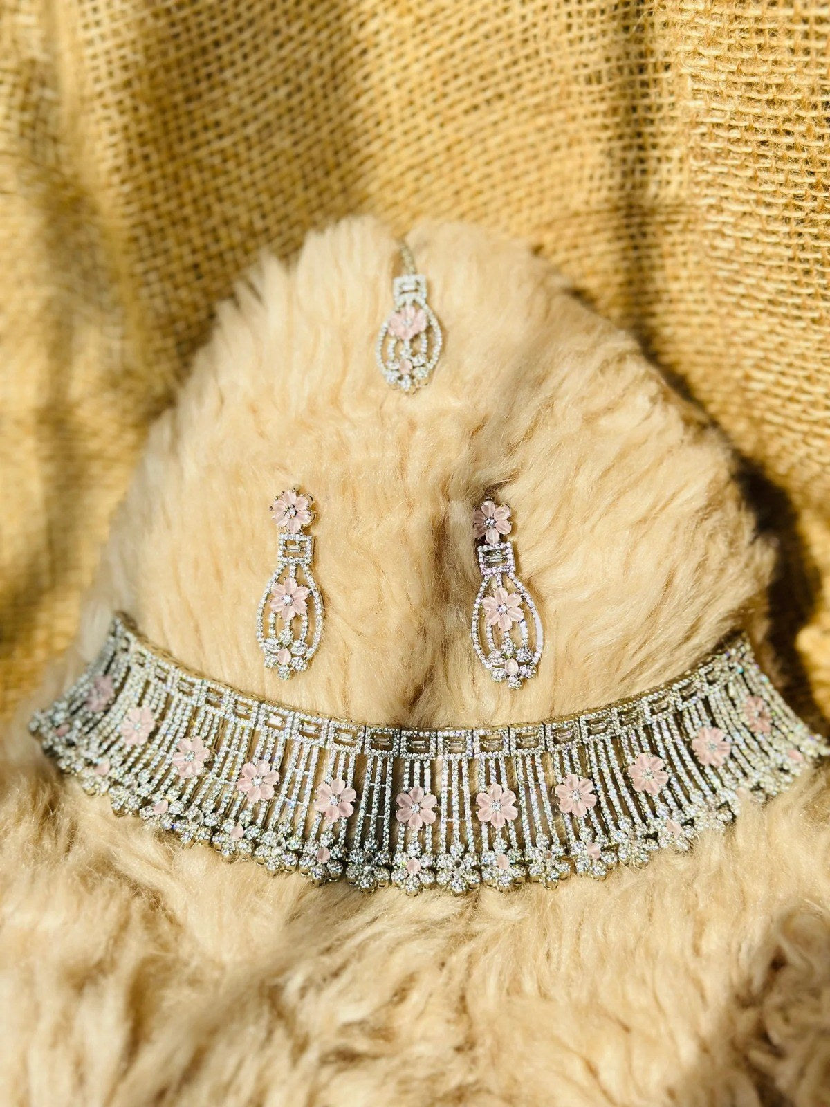 Sage Green Silver Choker Set
