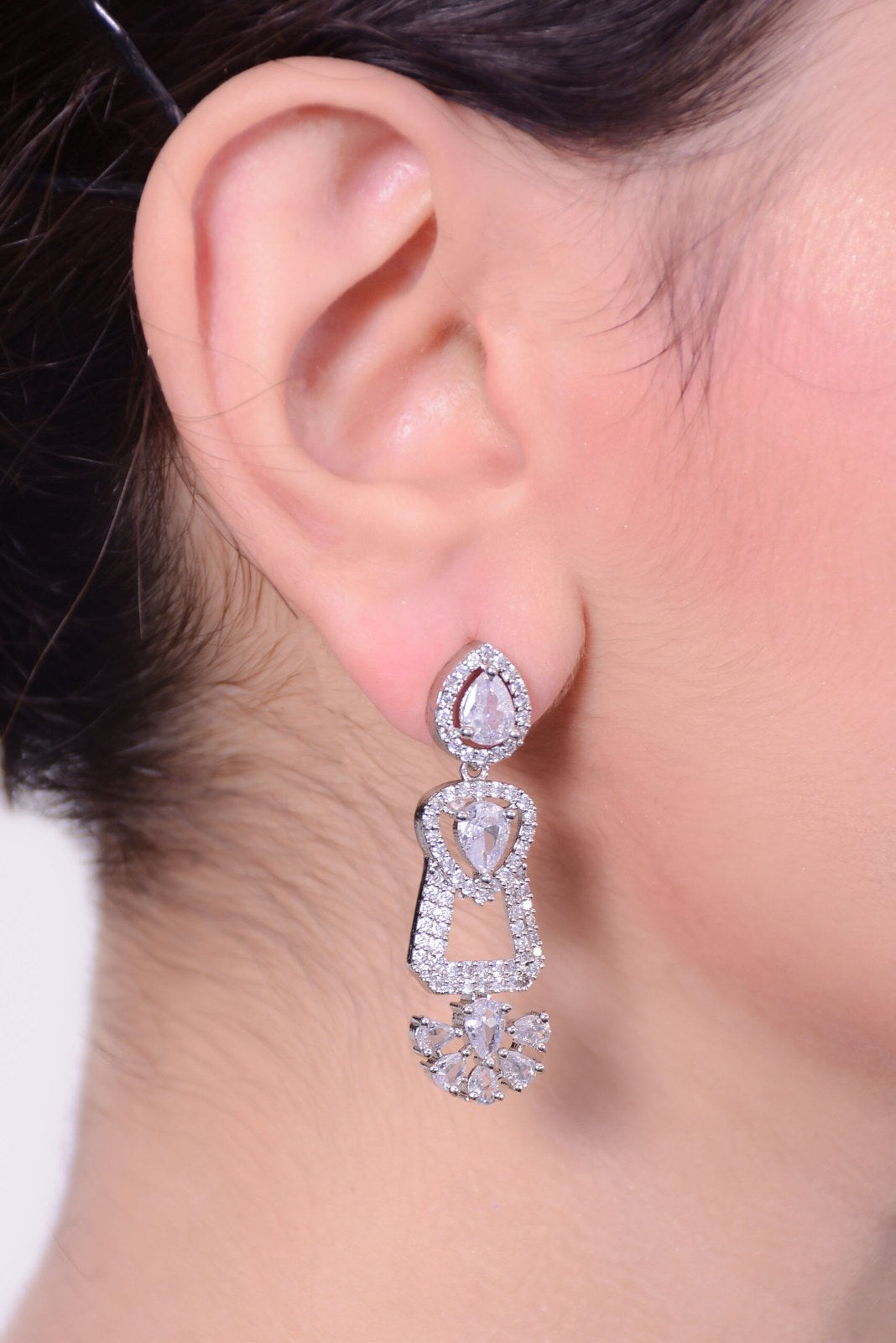 Teardrop Zircon Chandelier Earrings
