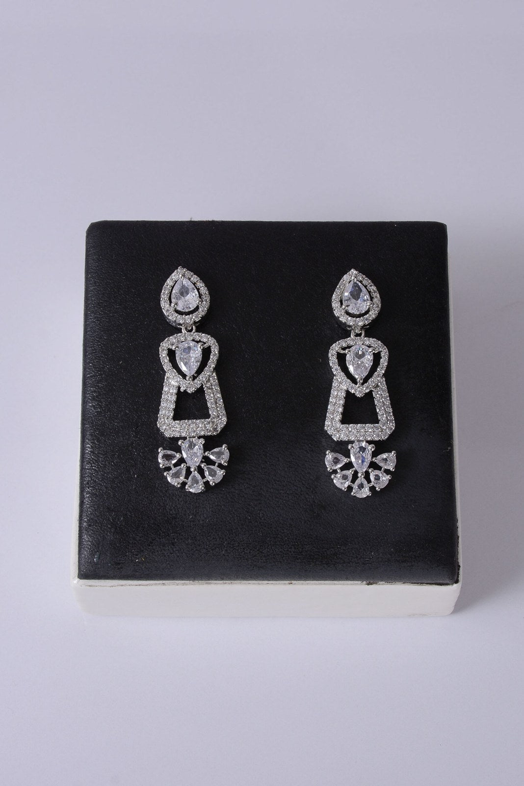 Teardrop Zircon Chandelier Earrings
