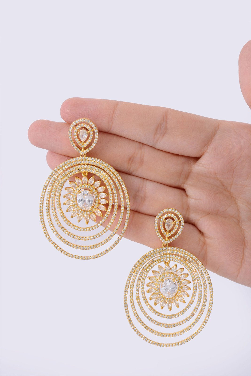 Golden Concentric Ring Drop Earrings