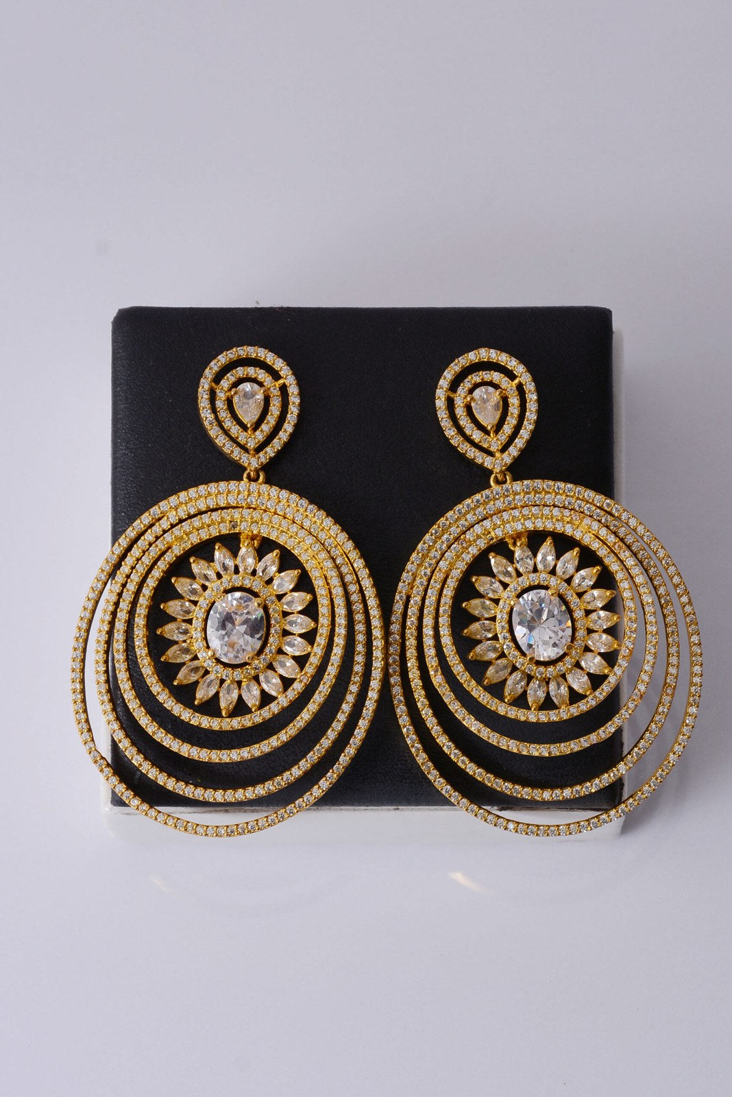 Golden Concentric Ring Drop Earrings