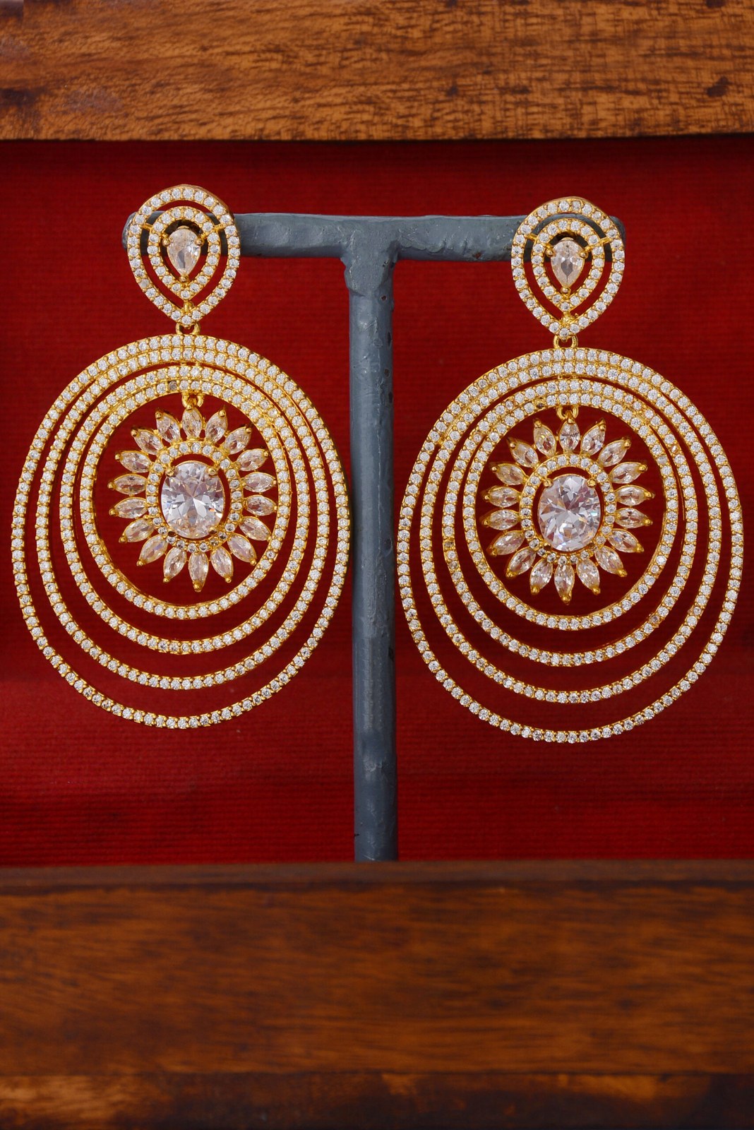Golden Concentric Ring Drop Earrings