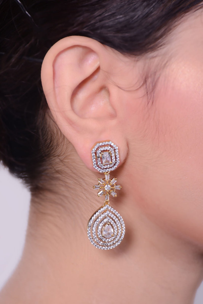 Octagon Teardrop Zircon Drop Earrings