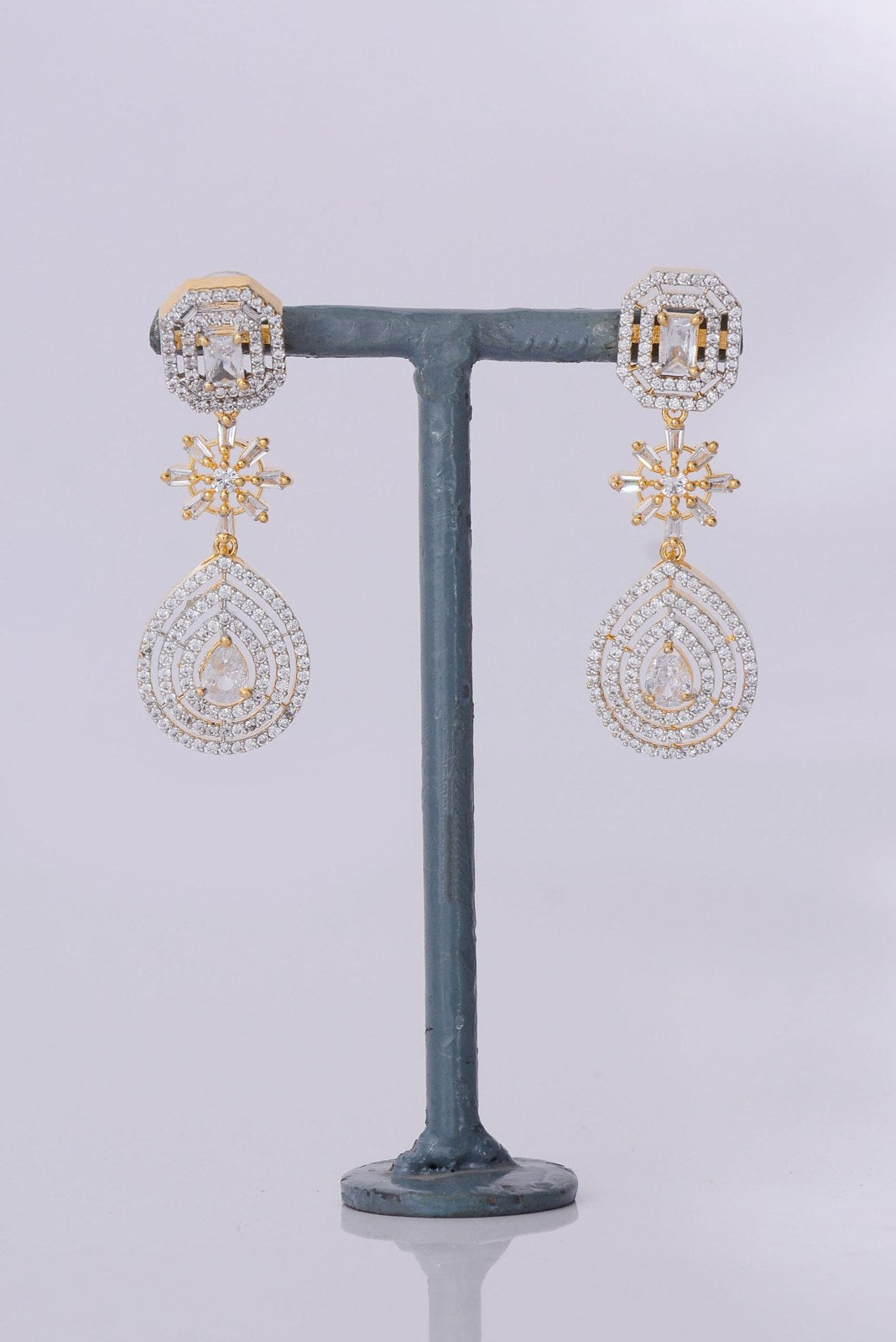 Octagon Teardrop Zircon Drop Earrings