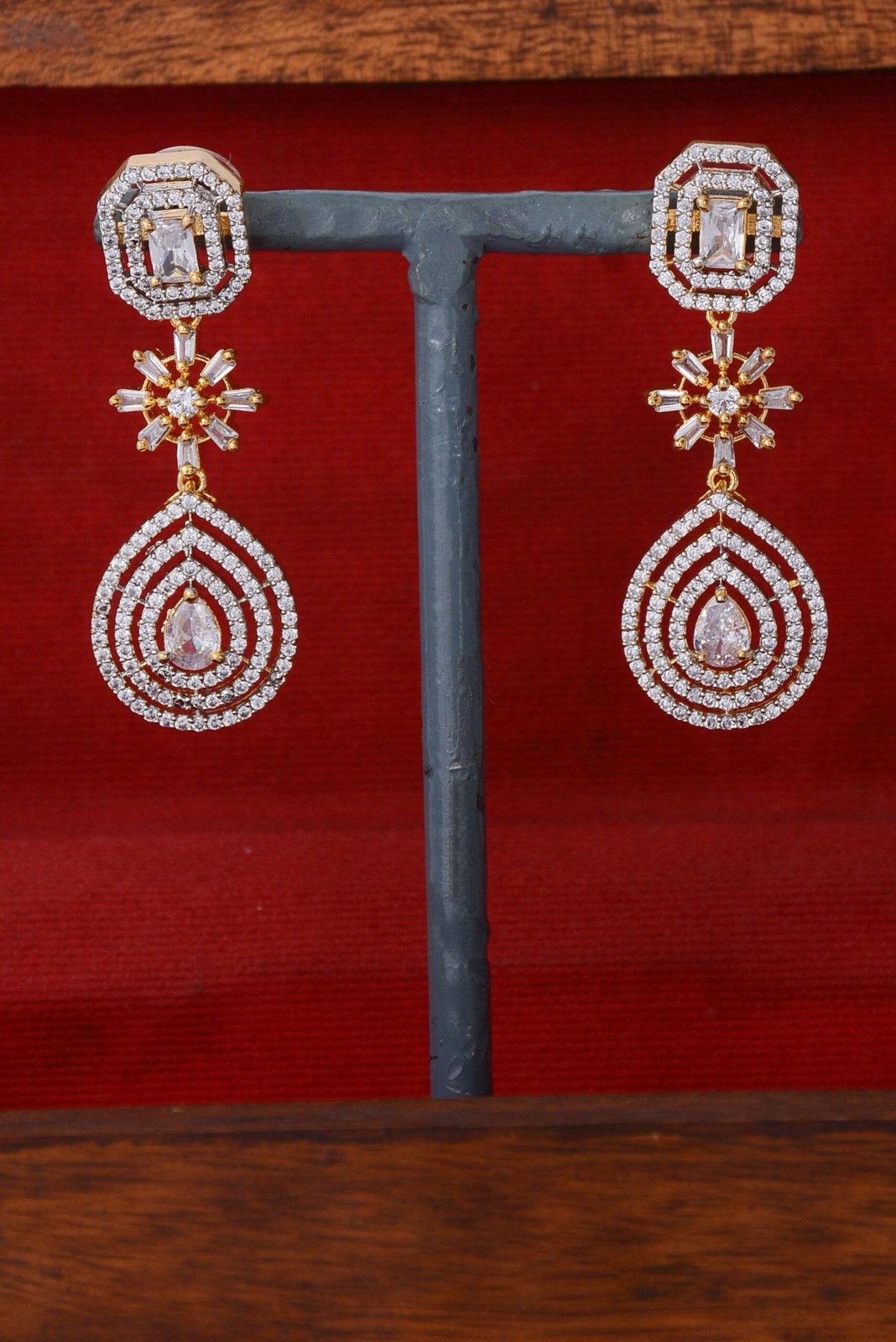 Octagon Teardrop Zircon Drop Earrings
