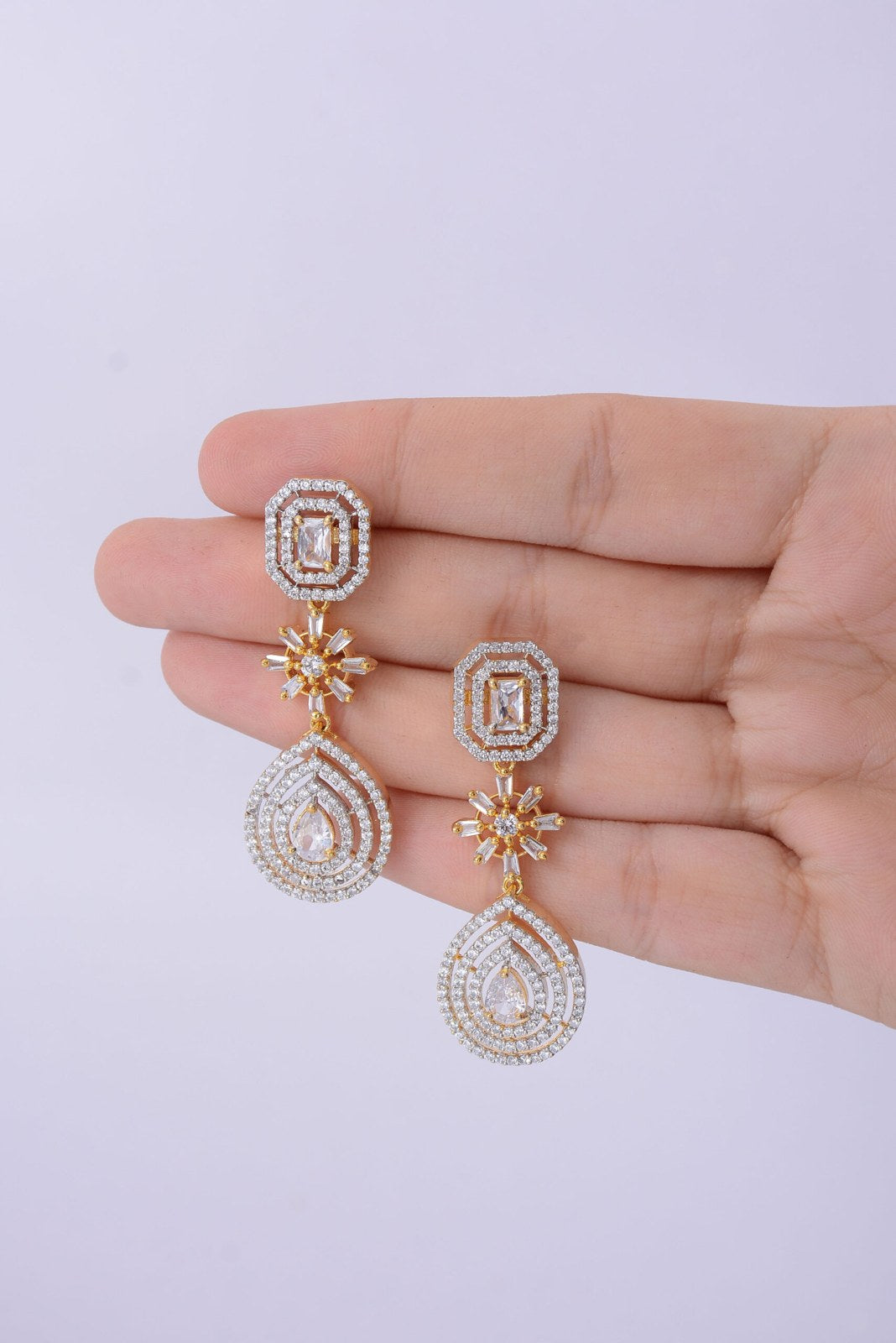 Octagon Teardrop Zircon Drop Earrings