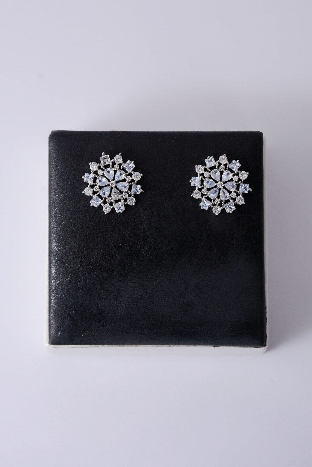 Silver Zircon Starburst Studs