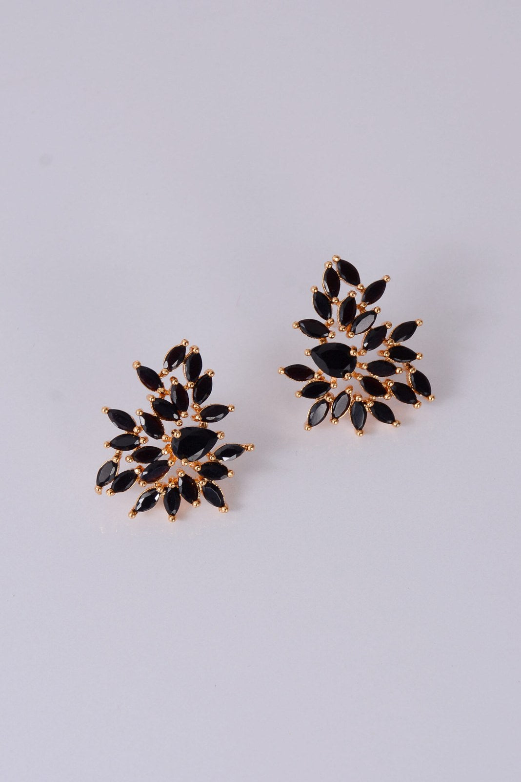 Black Stone Golden Cluster Studs