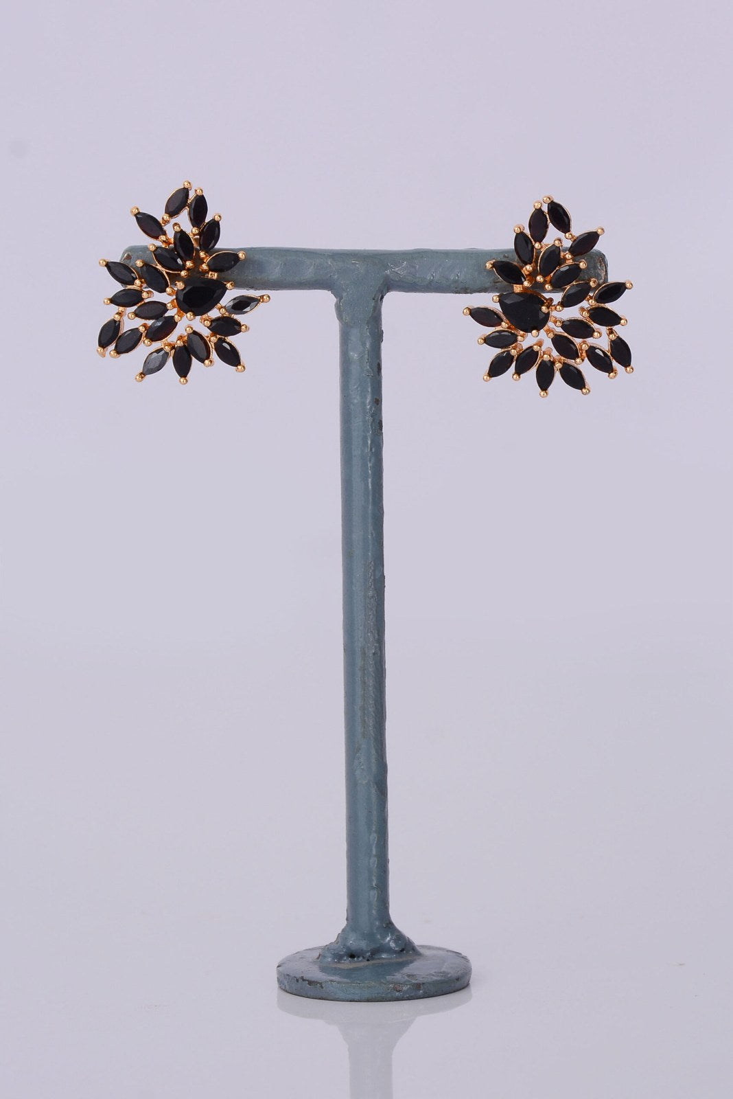 Black Stone Golden Cluster Studs