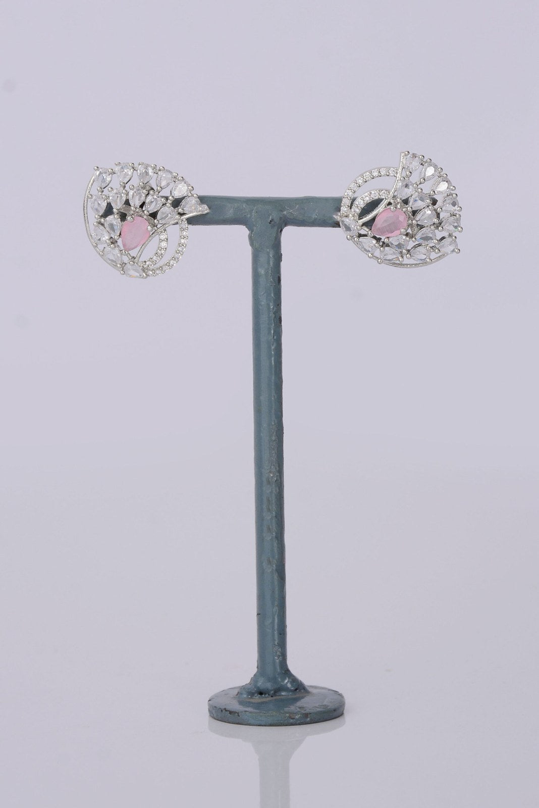 Pink Stone Zircon Swirl Studs