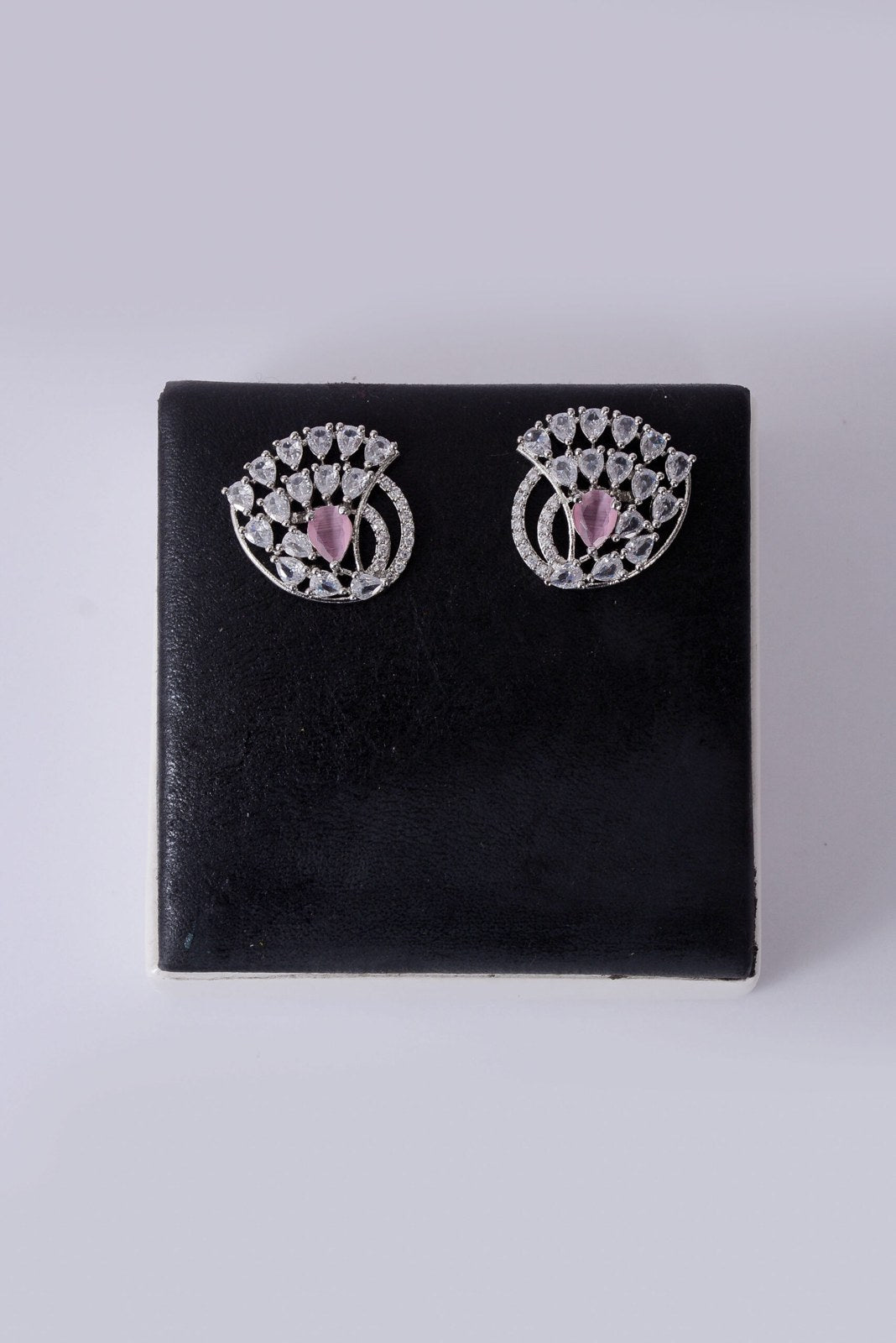 Pink Stone Zircon Swirl Studs