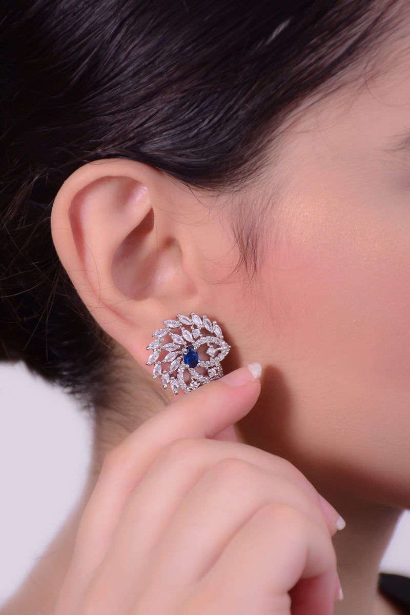 Blue Stone Zircon Peacock Studs