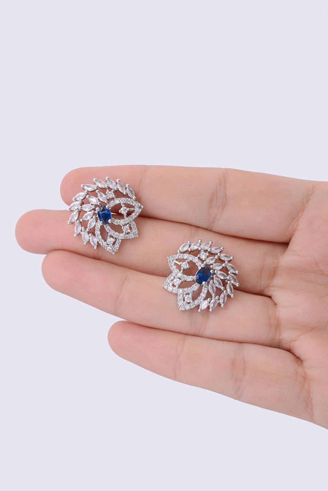 Blue Stone Zircon Peacock Studs
