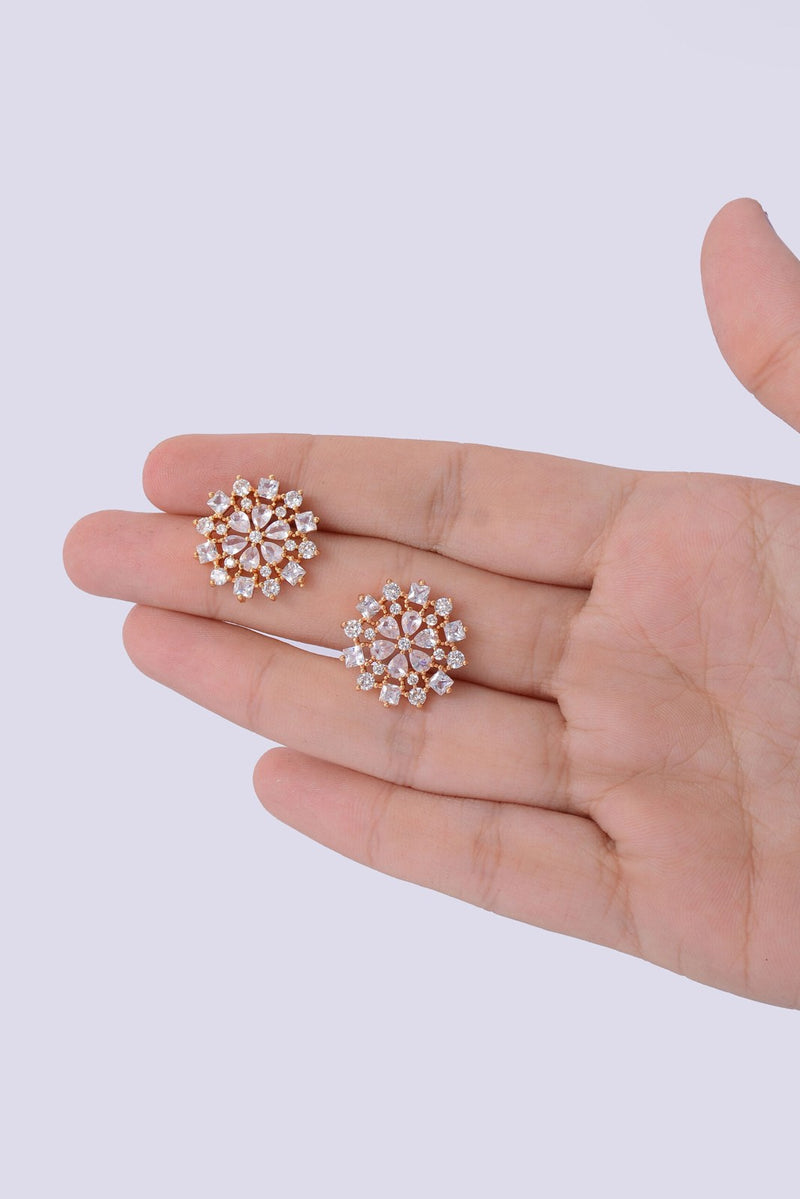 Golden Zircon Sunburst Studs