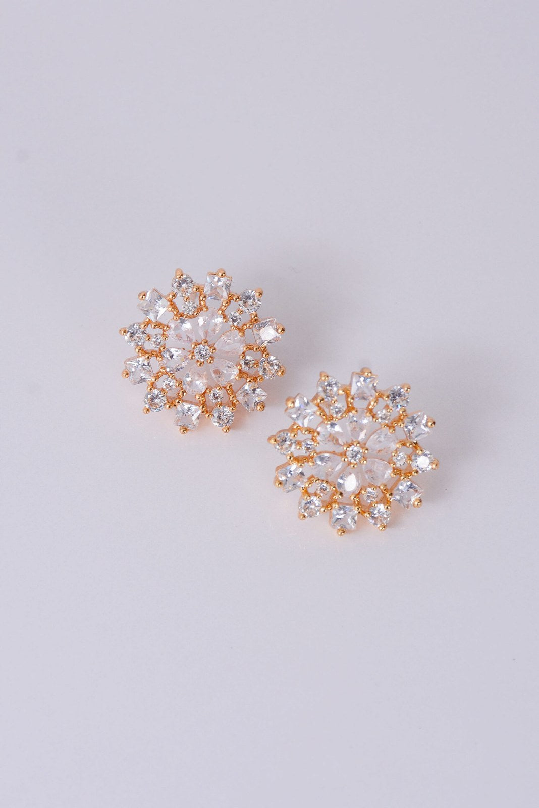 Golden Zircon Sunburst Studs