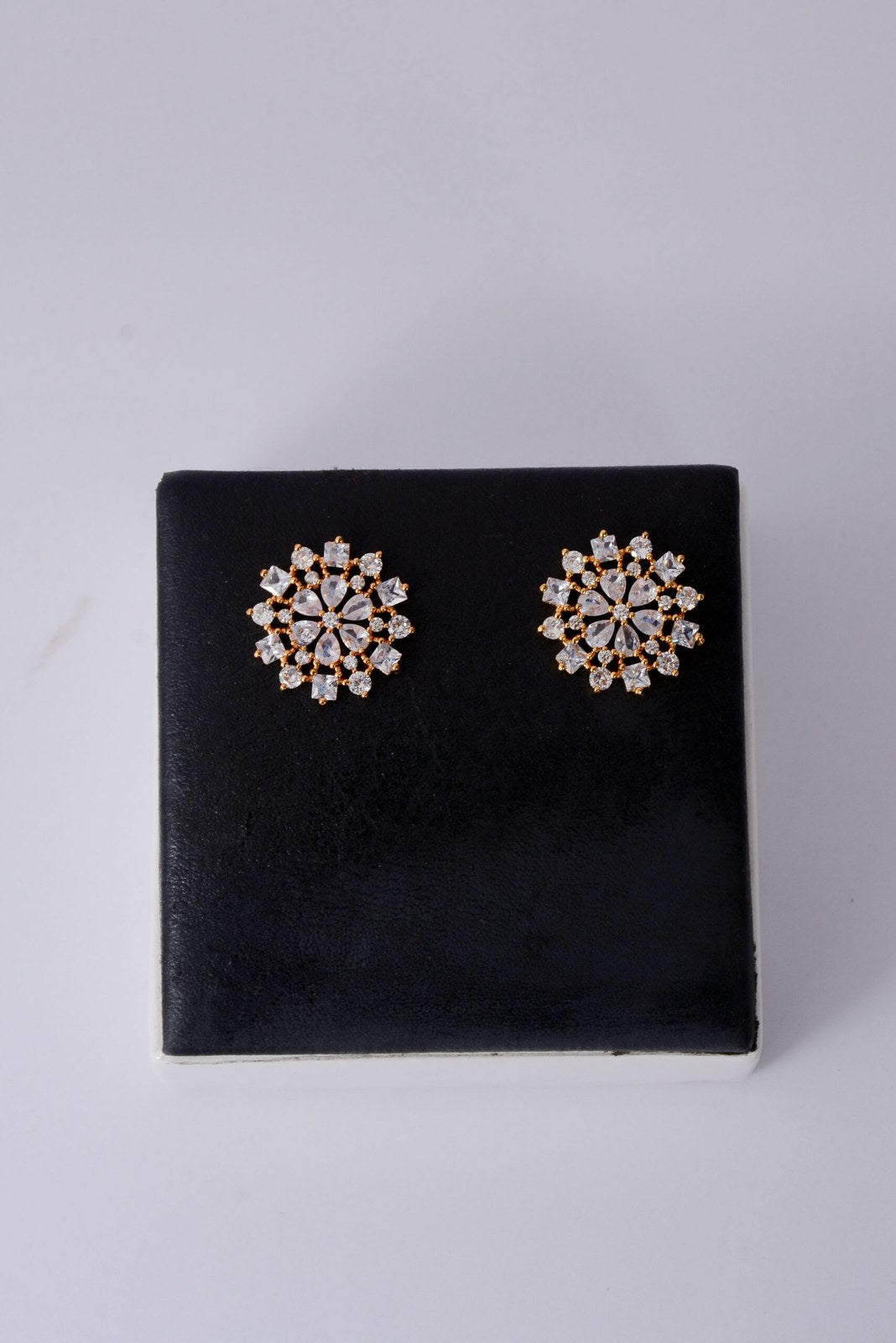 Golden Zircon Sunburst Studs