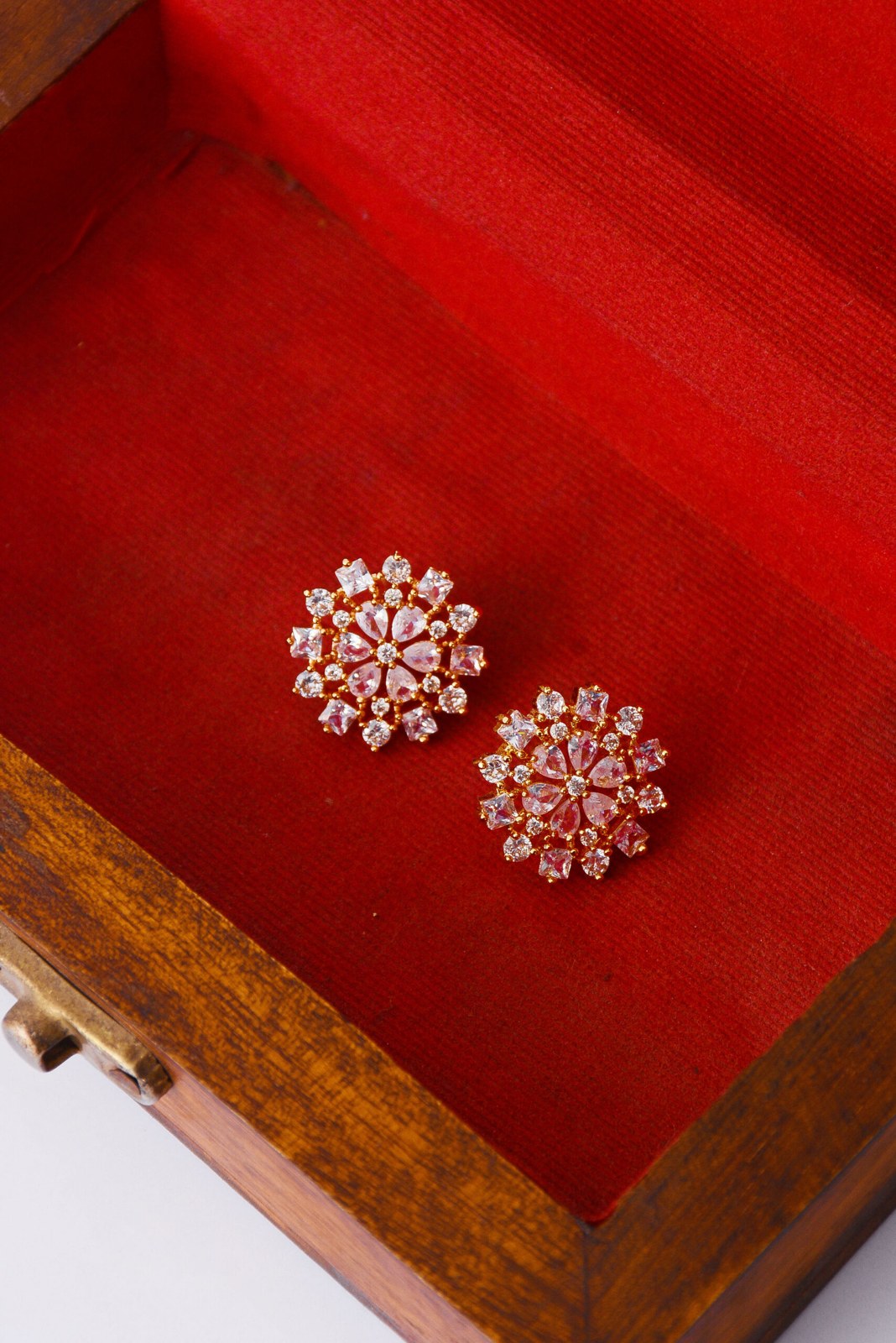Golden Zircon Sunburst Studs