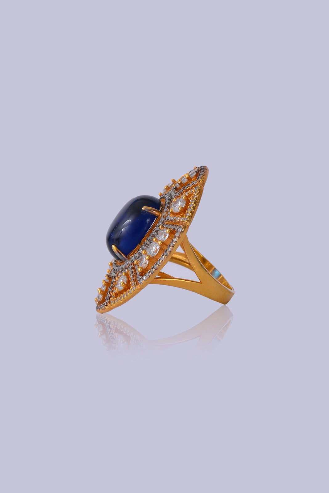 White Blue Zircon Vintage Cocktail Ring