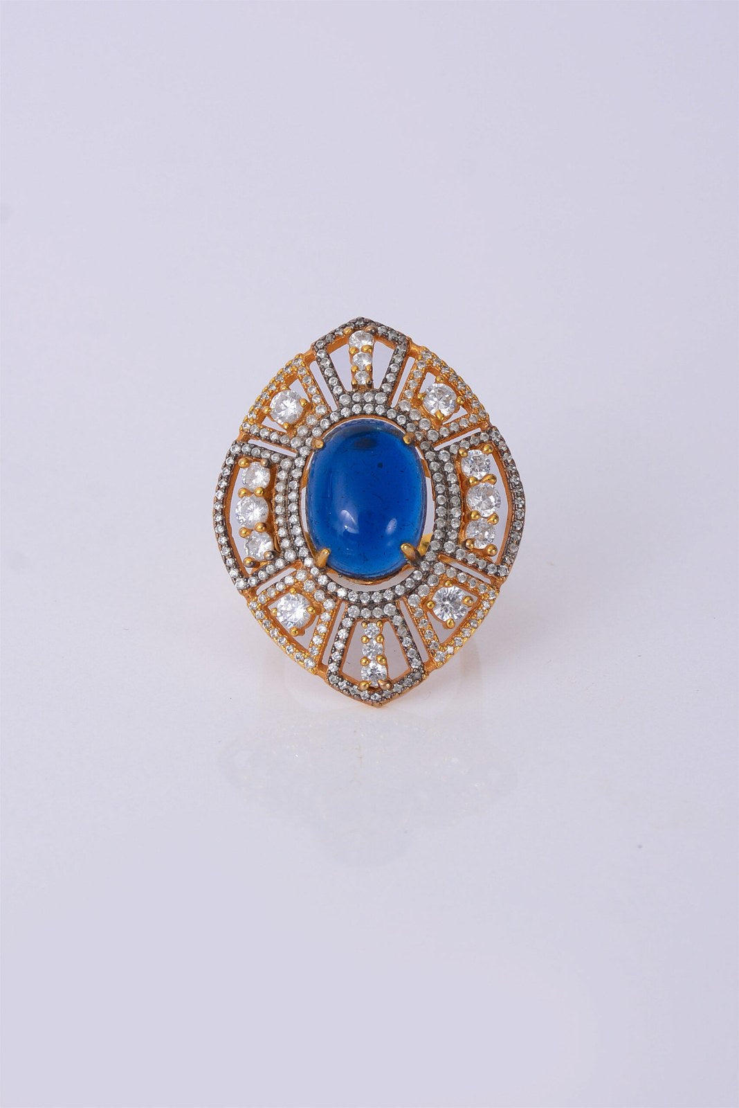 White Blue Zircon Vintage Cocktail Ring