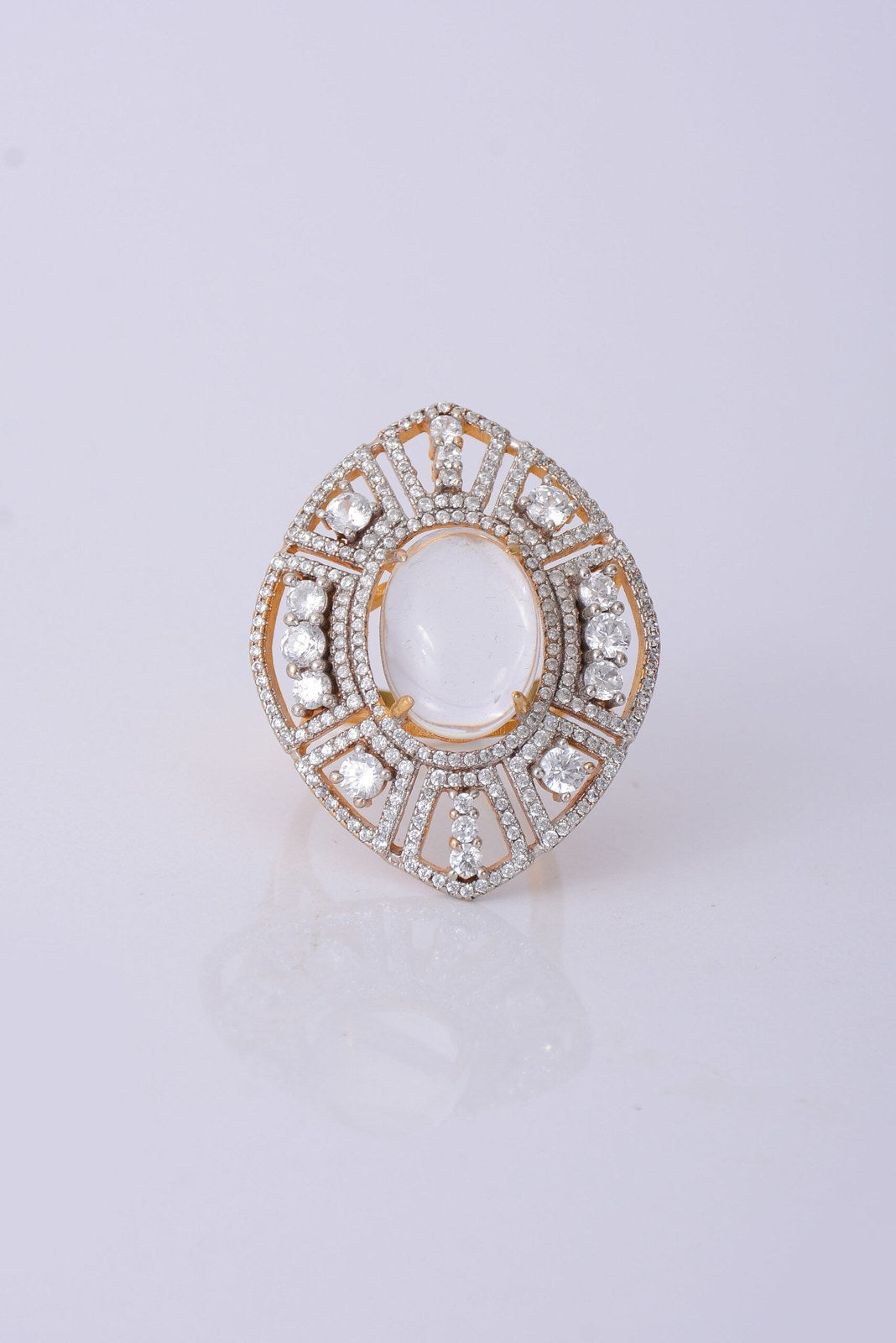 White Blue Zircon Vintage Cocktail Ring