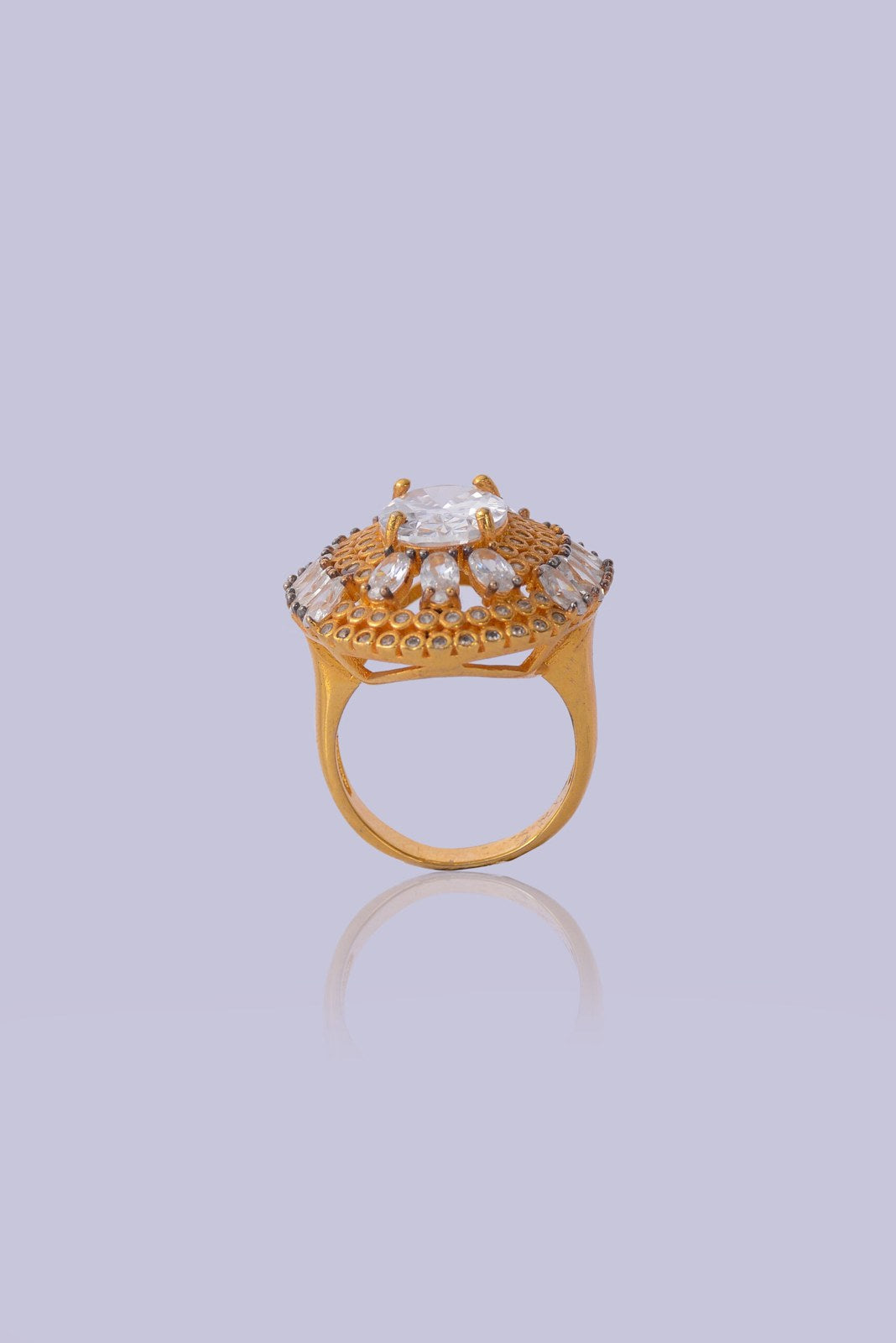 Golden Zircon Oval Halo Ring