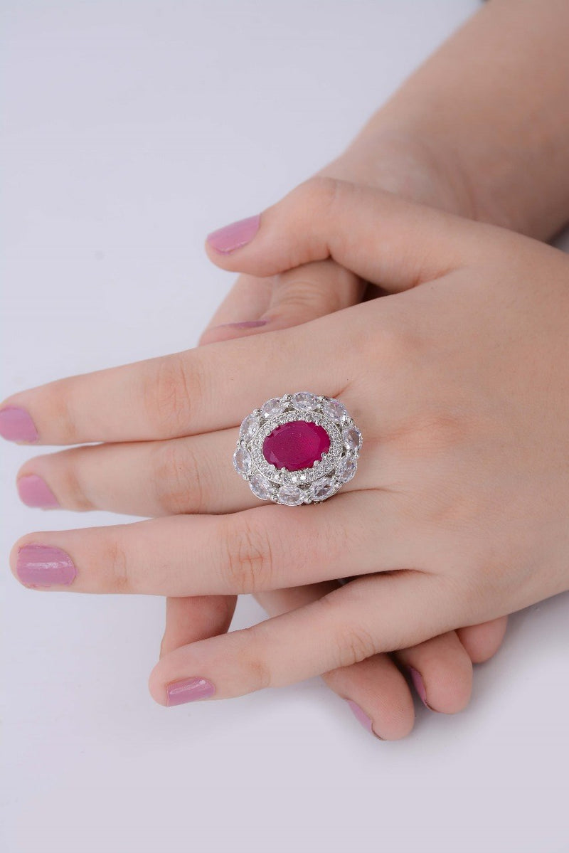 Ruby and Mint Zircon Cocktail Ring