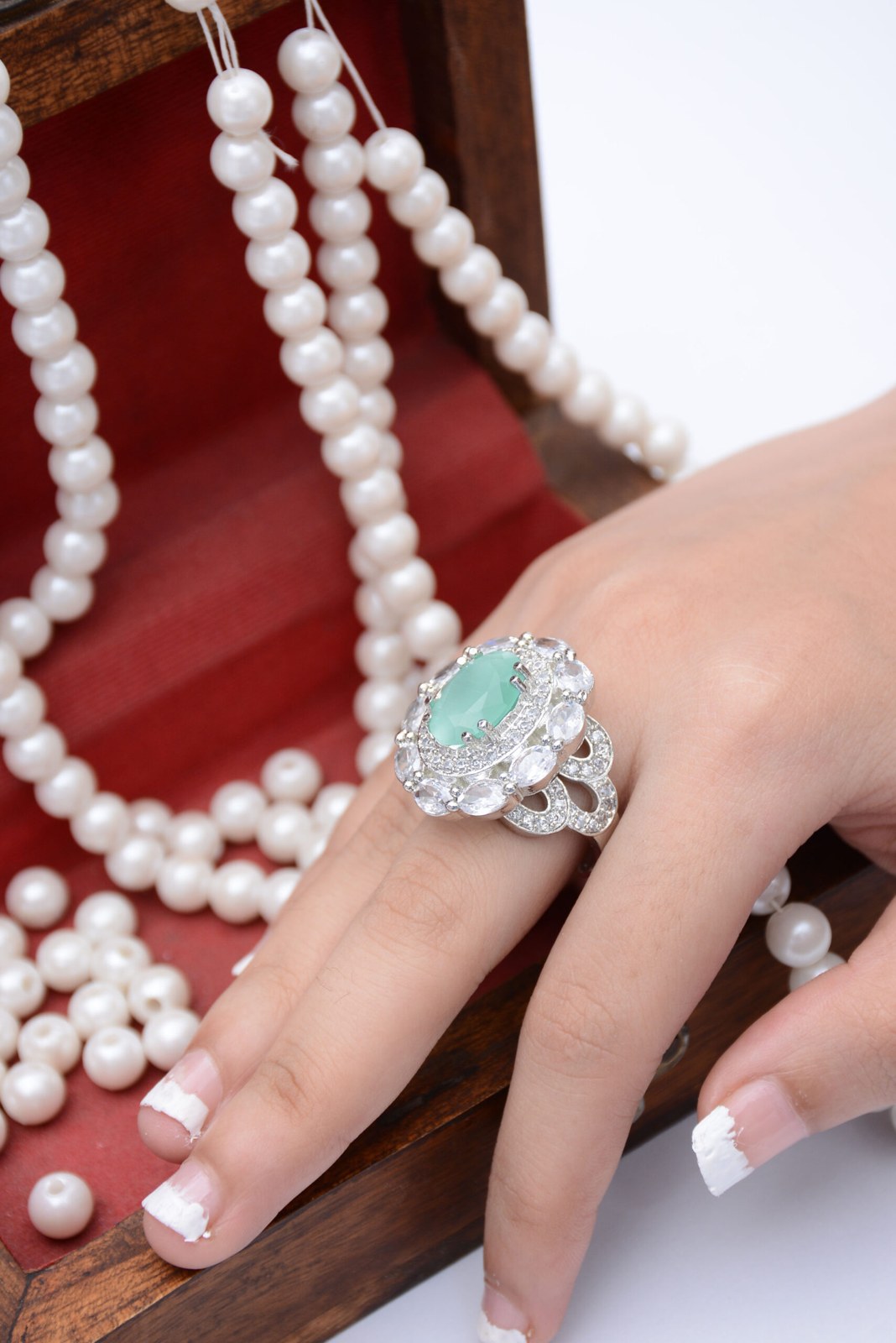 Ruby and Mint Zircon Cocktail Ring