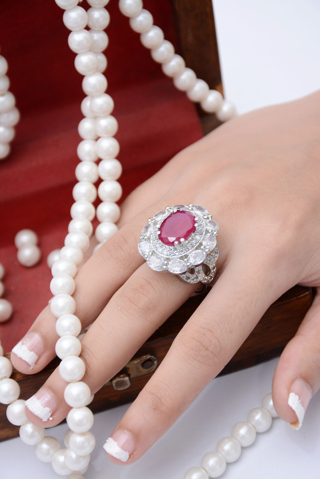 Ruby and Mint Zircon Cocktail Ring
