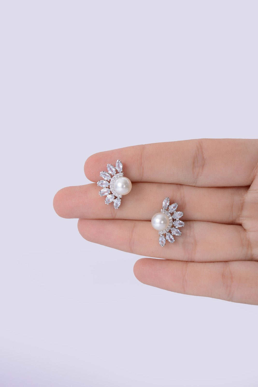 Silver Pearl Burst Studs